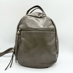 HOBO Hogan Leather Mini Backpack In Shadow Taupe Grey Medium Size Minimalist